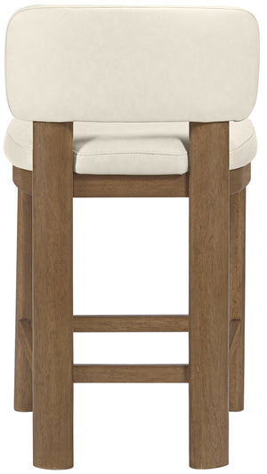 Meridian Furniture Paloma Art Deco Vegan Leather Counter Stool with Sculpted Wood Frame for Kitchen Islands Cream Style B 88055Cream-C
