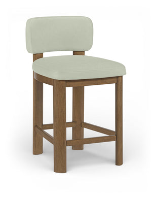Meridian Furniture Paloma Art Deco Vegan Leather Counter Stool with Sculpted Wood Frame for Kitchen Islands Mint Style B 88055Mint-C