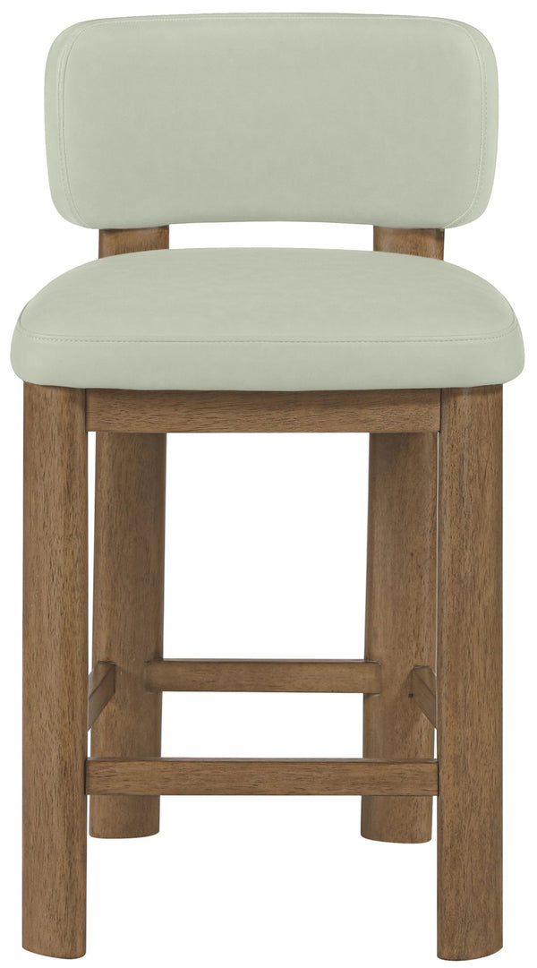 Meridian Furniture Paloma Art Deco Vegan Leather Counter Stool with Sculpted Wood Frame for Kitchen Islands Mint Style B 88055Mint-C