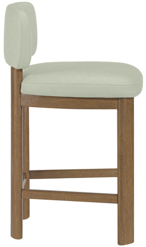 Meridian Furniture Paloma Art Deco Vegan Leather Counter Stool with Sculpted Wood Frame for Kitchen Islands Mint Style B 88055Mint-C