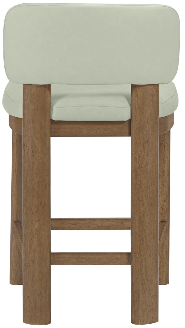 Meridian Furniture Paloma Art Deco Vegan Leather Counter Stool with Sculpted Wood Frame for Kitchen Islands Mint Style B 88055Mint-C