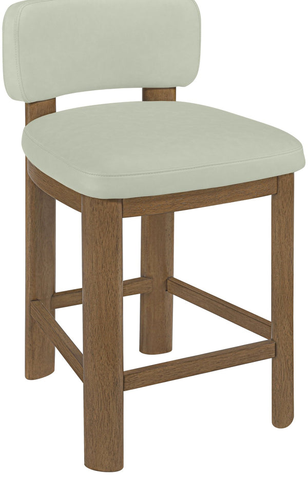 Meridian Furniture Paloma Art Deco Vegan Leather Counter Stool with Sculpted Wood Frame for Kitchen Islands Mint Style B 88055Mint-C
