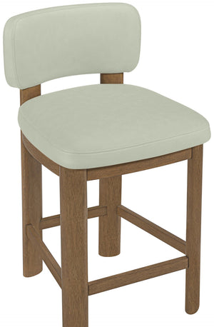Meridian Furniture Paloma Art Deco Vegan Leather Counter Stool with Sculpted Wood Frame for Kitchen Islands Mint Style B 88055Mint-C