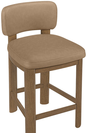 Meridian Furniture Paloma Art Deco Vegan Leather Counter Stool with Sculpted Wood Frame for Kitchen Islands Tan Style B 88055Tan-C