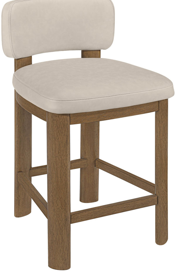 Meridian Furniture Paloma Art Deco Vegan Leather Counter Stool with Sculpted Wood Frame for Kitchen Islands Taupe Style B 88055Taupe-C