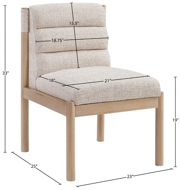 Meridian Furniture Eloura Art Deco Upholstered Dining Chair Woven Linen Blend Hardwood Frame Refined Style Beige 88058 88058Beige-C