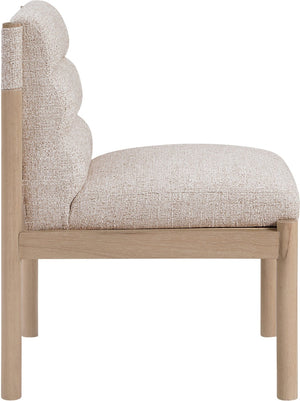 Meridian Furniture Eloura Art Deco Upholstered Dining Chair Woven Linen Blend Hardwood Frame Refined Style Beige 88058 88058Beige-C