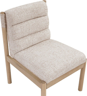Meridian Furniture Eloura Art Deco Upholstered Dining Chair Woven Linen Blend Hardwood Frame Refined Style Beige 88058 88058Beige-C