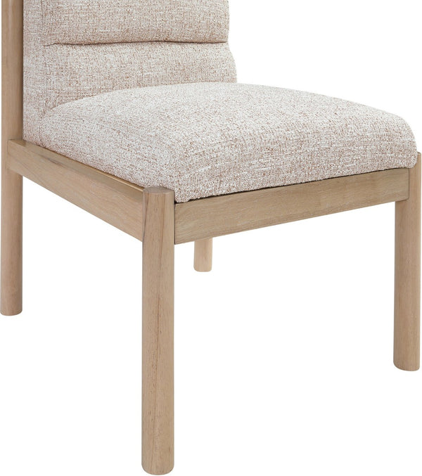 Meridian Furniture Eloura Art Deco Upholstered Dining Chair Woven Linen Blend Hardwood Frame Refined Style Beige 88058 88058Beige-C