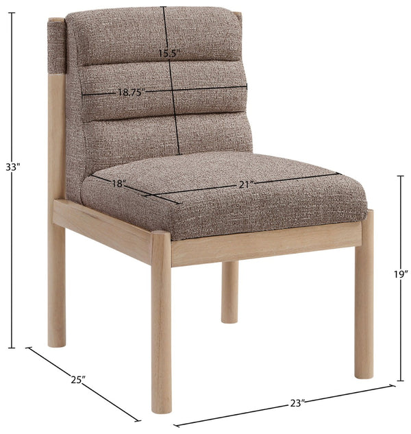Meridian Furniture Eloura Art Deco Upholstered Dining Chair Woven Linen Blend Hardwood Frame Refined Style Brown 88058 88058Brown-C