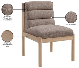 Meridian Furniture Eloura Art Deco Upholstered Dining Chair Woven Linen Blend Hardwood Frame Refined Style Brown 88058 88058Brown-C