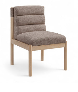 Meridian Furniture Eloura Art Deco Upholstered Dining Chair Woven Linen Blend Hardwood Frame Refined Style Brown 88058 88058Brown-C