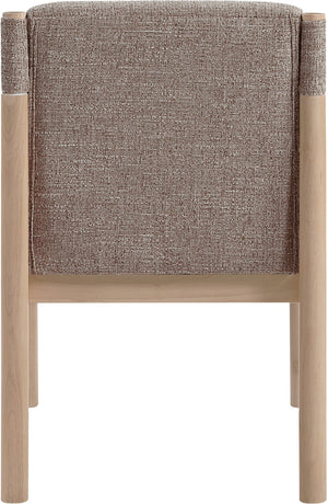 Meridian Furniture Eloura Art Deco Upholstered Dining Chair Woven Linen Blend Hardwood Frame Refined Style Brown 88058 88058Brown-C