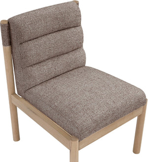 Meridian Furniture Eloura Art Deco Upholstered Dining Chair Woven Linen Blend Hardwood Frame Refined Style Brown 88058 88058Brown-C