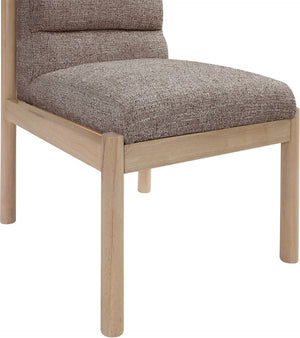 Meridian Furniture Eloura Art Deco Upholstered Dining Chair Woven Linen Blend Hardwood Frame Refined Style Brown 88058 88058Brown-C