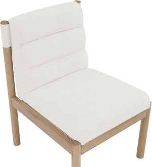 Meridian Furniture Eloura Art Deco Upholstered Dining Chair Woven Linen Blend Hardwood Frame Refined Style Cream 88058 88058Cream-C