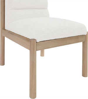 Meridian Furniture Eloura Art Deco Upholstered Dining Chair Woven Linen Blend Hardwood Frame Refined Style Cream 88058 88058Cream-C