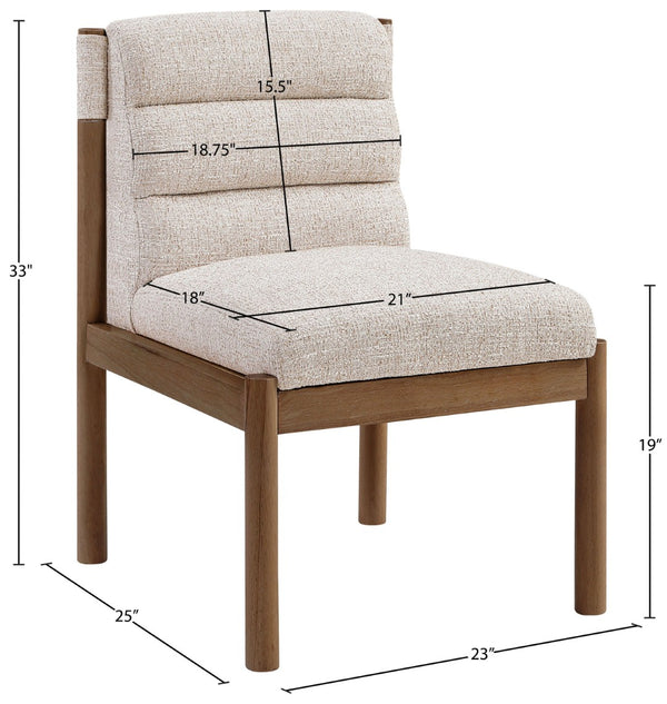 Meridian Furniture Eloura Art Deco Upholstered Dining Chair Woven Linen Blend Hardwood Frame Refined Style Beige 88059 88059Beige-C