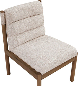 Meridian Furniture Eloura Art Deco Upholstered Dining Chair Woven Linen Blend Hardwood Frame Refined Style Beige 88059 88059Beige-C