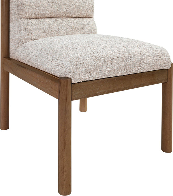 Meridian Furniture Eloura Art Deco Upholstered Dining Chair Woven Linen Blend Hardwood Frame Refined Style Beige 88059 88059Beige-C