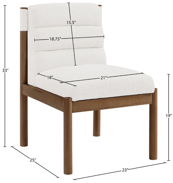 Meridian Furniture Eloura Art Deco Upholstered Dining Chair Woven Linen Blend Hardwood Frame Refined Style Cream 88059 88059Cream-C