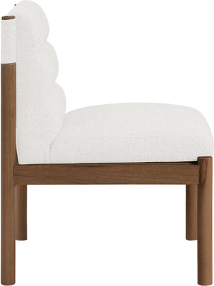 Meridian Furniture Eloura Art Deco Upholstered Dining Chair Woven Linen Blend Hardwood Frame Refined Style Cream 88059 88059Cream-C