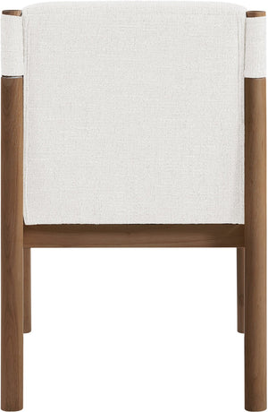 Meridian Furniture Eloura Art Deco Upholstered Dining Chair Woven Linen Blend Hardwood Frame Refined Style Cream 88059 88059Cream-C