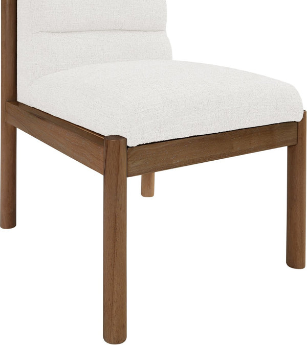 Meridian Furniture Eloura Art Deco Upholstered Dining Chair Woven Linen Blend Hardwood Frame Refined Style Cream 88059 88059Cream-C