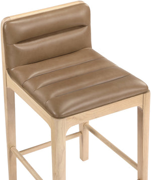 Meridian Furniture Ellis Vegan Leather and Cane Back Counter Stool with Walnut Frame for Kitchen Islands Tan Style A 88060Tan-C