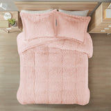 Intelligent Design Malea Glam/Luxury Shaggy Long Fur Comforter Mini Set ID10-1823 Blush