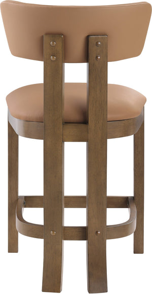 Meridian Furniture Lavrin Art Deco Counter Stool Vegan Leather Seat Solid Wood Frame for Kitchen Islands Cognac Style A 88061Cognac-C