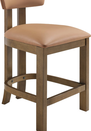 Meridian Furniture Lavrin Art Deco Counter Stool Vegan Leather Seat Solid Wood Frame for Kitchen Islands Cognac Style A 88061Cognac-C