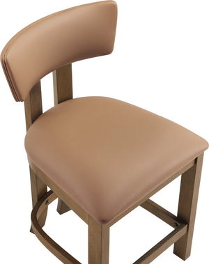 Meridian Furniture Lavrin Art Deco Counter Stool Vegan Leather Seat Solid Wood Frame for Kitchen Islands Cognac Style A 88061Cognac-C
