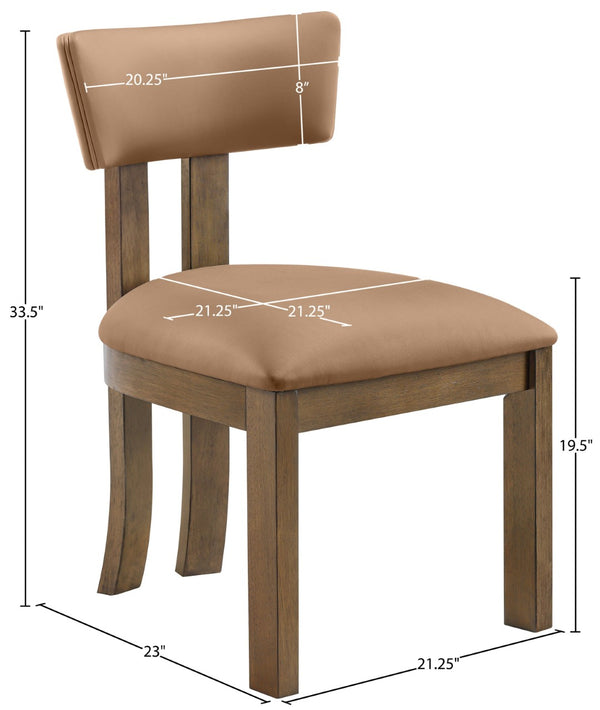 Meridian Furniture Lavrin Art Deco Vegan Leather Dining Chair with Solid Wood Frame for Modern Rooms Cognac Style A 88061Cognac-SC