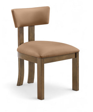 Meridian Furniture Lavrin Art Deco Vegan Leather Dining Chair with Solid Wood Frame for Modern Rooms Cognac Style A 88061Cognac-SC