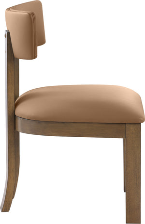 Meridian Furniture Lavrin Art Deco Vegan Leather Dining Chair with Solid Wood Frame for Modern Rooms Cognac Style A 88061Cognac-SC