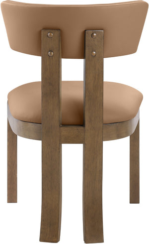Meridian Furniture Lavrin Art Deco Vegan Leather Dining Chair with Solid Wood Frame for Modern Rooms Cognac Style A 88061Cognac-SC