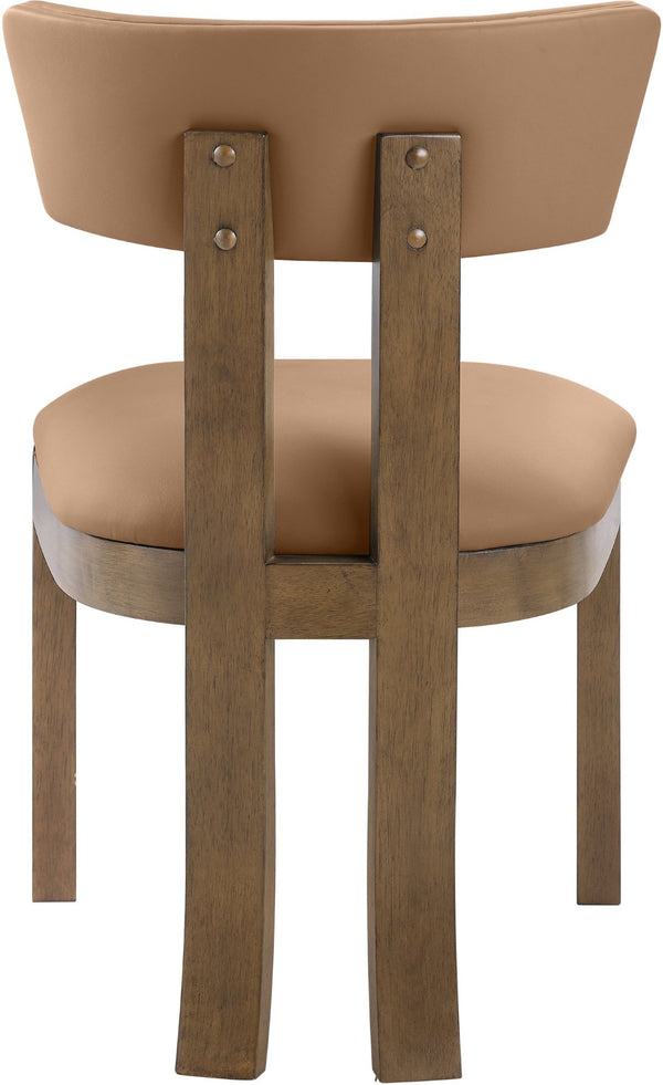 Meridian Furniture Lavrin Art Deco Vegan Leather Dining Chair with Solid Wood Frame for Modern Rooms Cognac Style A 88061Cognac-SC