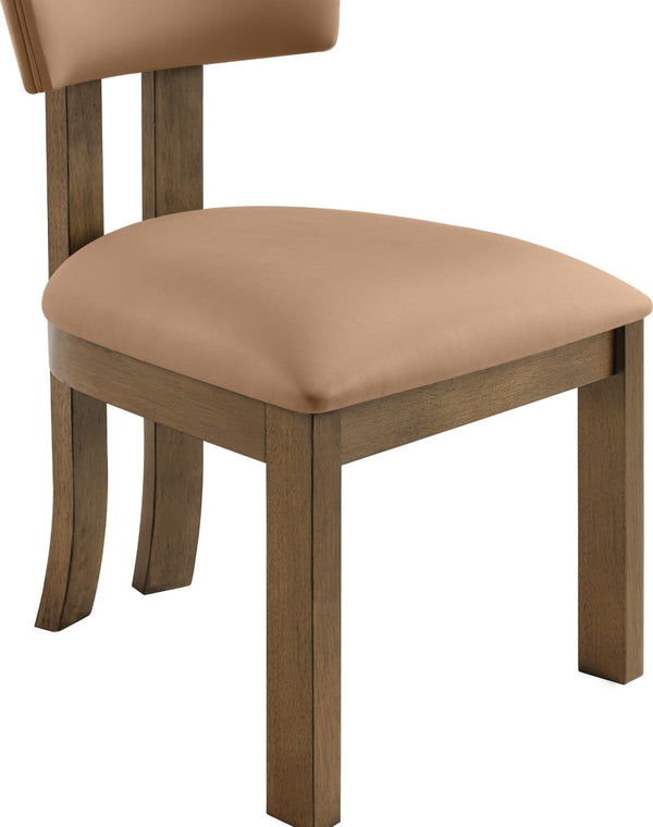 Meridian Furniture Lavrin Art Deco Vegan Leather Dining Chair with Solid Wood Frame for Modern Rooms Cognac Style A 88061Cognac-SC