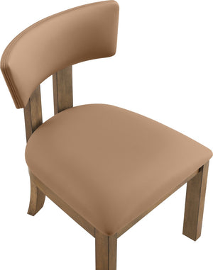 Meridian Furniture Lavrin Art Deco Vegan Leather Dining Chair with Solid Wood Frame for Modern Rooms Cognac Style A 88061Cognac-SC