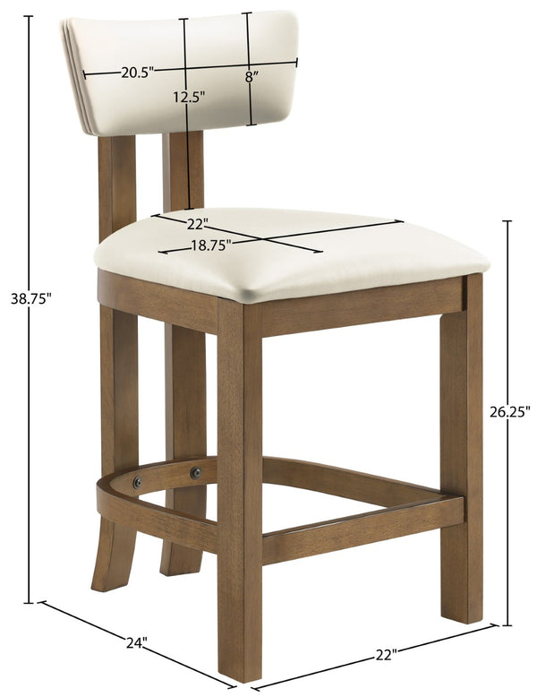 Meridian Furniture Lavrin Art Deco Counter Stool Vegan Leather Seat Solid Wood Frame for Kitchen Islands Cream Style A 88061Cream-C