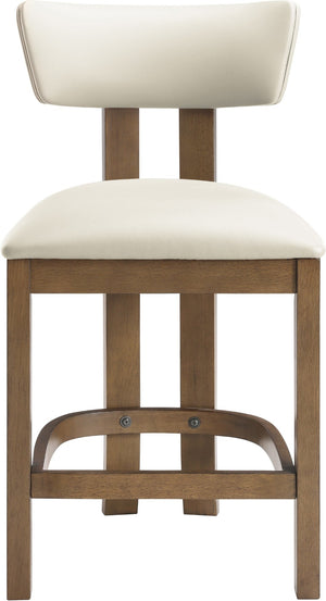 Meridian Furniture Lavrin Art Deco Counter Stool Vegan Leather Seat Solid Wood Frame for Kitchen Islands Cream Style A 88061Cream-C