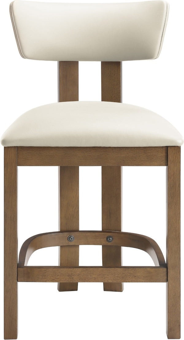 Meridian Furniture Lavrin Art Deco Counter Stool Vegan Leather Seat Solid Wood Frame for Kitchen Islands Cream Style A 88061Cream-C