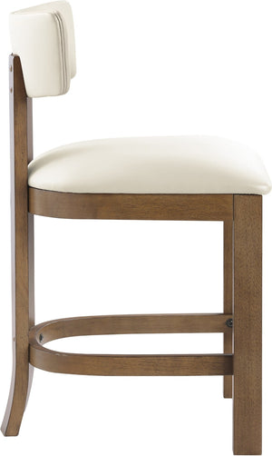 Meridian Furniture Lavrin Art Deco Counter Stool Vegan Leather Seat Solid Wood Frame for Kitchen Islands Cream Style A 88061Cream-C