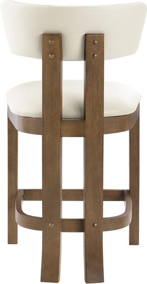 Meridian Furniture Lavrin Art Deco Counter Stool Vegan Leather Seat Solid Wood Frame for Kitchen Islands Cream Style A 88061Cream-C