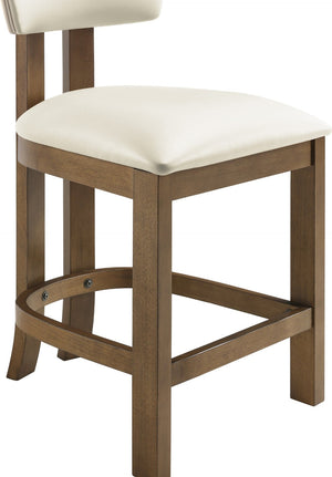 Meridian Furniture Lavrin Art Deco Counter Stool Vegan Leather Seat Solid Wood Frame for Kitchen Islands Cream Style A 88061Cream-C