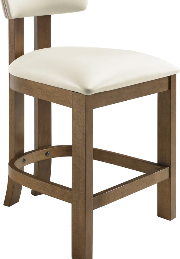 Meridian Furniture Lavrin Art Deco Counter Stool Vegan Leather Seat Solid Wood Frame for Kitchen Islands Cream Style A 88061Cream-C