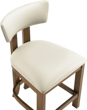 Meridian Furniture Lavrin Art Deco Counter Stool Vegan Leather Seat Solid Wood Frame for Kitchen Islands Cream Style A 88061Cream-C