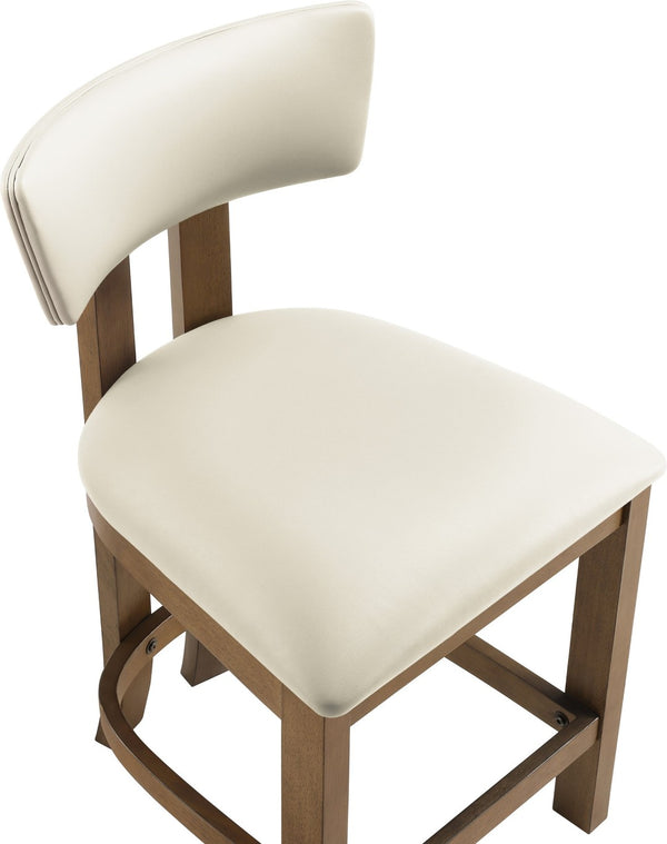 Meridian Furniture Lavrin Art Deco Counter Stool Vegan Leather Seat Solid Wood Frame for Kitchen Islands Cream Style A 88061Cream-C