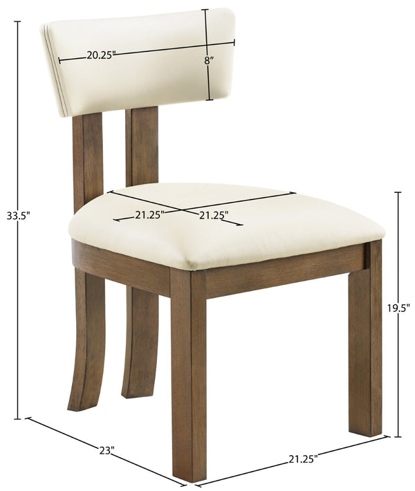 Meridian Furniture Lavrin Art Deco Vegan Leather Dining Chair with Solid Wood Frame for Modern Rooms Cream Style A 88061Cream-SC